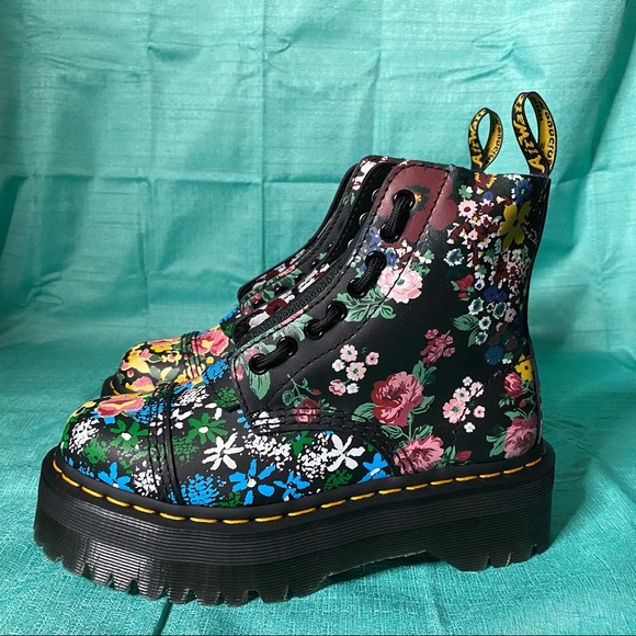 Dr. Martens Sinclair Floral Mashup Platform Boots - Picture 1 of 4